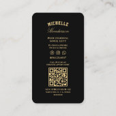 バーエレガントバーショップブラック金ゴールド理容師はさみ 名刺 (裏面)