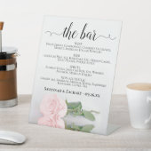 バーエレガント- Pink Rose Drinksメニュ結婚ー 台座サイン (インサイチュ)