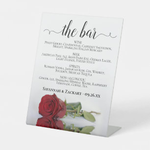 バーエレガント- Red Rose Drinks Menu 結婚's 台座サイン