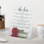 バーエレガント- Red Rose Drinks Menu 結婚's 台座サイン (インサイチュ)