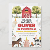 バーオイモーンク私は2つのファーム2nd誕生日招待状 招待状 (正面)