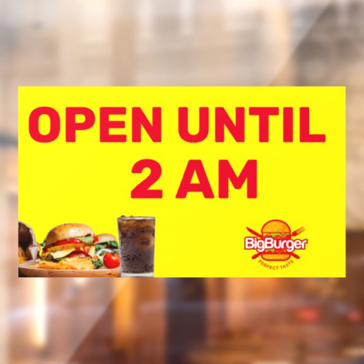 バーカスタマイズガーレストランのロゴが午前2時までオープン ウィンドウサイン (シート2)