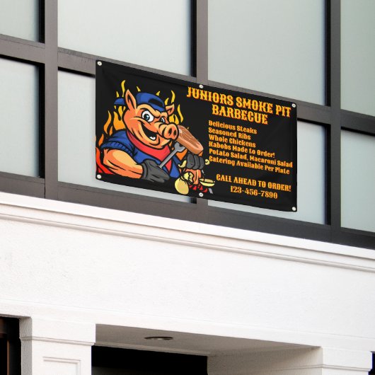 バーカスタマイズベキュースモーカーのモバイルビジネスバナー 横断幕 (ビルの外側)