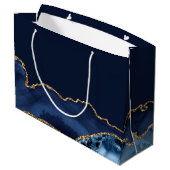 バーカスタムまたはバルミツワーマゼルトフネイビーブルー金ゴールド ラージペーパーバッグ (裏面アングル)