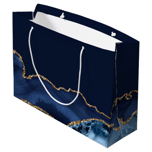 バーカスタムまたはバルミツワーマゼルトフネイビーブルー金ゴールド ラージペーパーバッグ (裏面アングル)