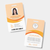 バーカスタムコーモダンド付きオレンジ色の従業員IDカード バッジ (表裏)