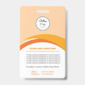 バーカスタムコーモダンド付きオレンジ色の従業員IDカード バッジ (裏面)