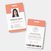 バーカスタムコーモダンド付きオレンジ色の従業員IDカード バッジ (表裏)