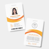 バーカスタムコーモダンド付きオレンジ色の従業員IDカード バッジ (表裏)