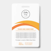 バーカスタムコーモダンド付きオレンジ色の従業員IDカード バッジ (裏面)