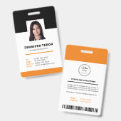 バーカスタムコーモダンド付きオレンジ色の従業員IDカード バッジ (表裏)