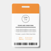 バーカスタムコーモダンド付きオレンジ色の従業員IDカード バッジ (裏面)