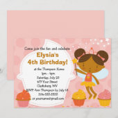 バーカスタムスデーパーティー-フェアリープリンセスカップケーキ 招待状 (正面/裏面)