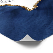 バーカスタム(ユダヤ教の)バル・ミツバーネイビーブルー金ゴールドシーティングチャート ポスター (角)