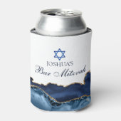 バーカスタム（ユダヤ教の）バル・ミツバーパーティーネイビーブルー金ゴールドアゲート 缶クーラー (缶正面)