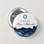 バーカスタム(ユダヤ教の)バル・ミツバーパーティーネイビーブルー金ゴールドアゲート 缶バッジ (正面&裏面)