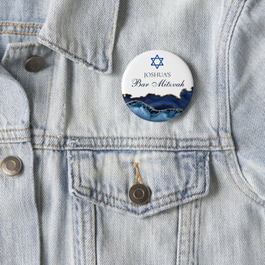 バーカスタム(ユダヤ教の)バル・ミツバーパーティーネイビーブルー金ゴールドアゲート 缶バッジ (インサイチュ)