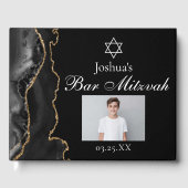 バーカスタム(ユダヤ教の)バル・ミツバーパーティーフォトブラック金ゴールド ゲストブック (正面)