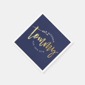 バーカスタム（ユダヤ教の）バル・ミツバーランチTommy Navy +金ゴールド スタンダードカクテルナプキン (角)