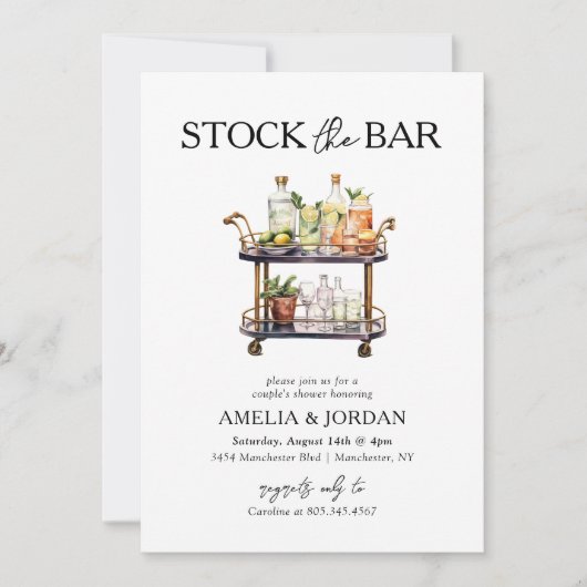 バーカップルのウェディングシャワーを保管する 招待状 (正面)