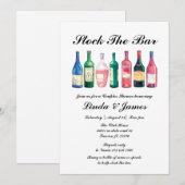 バーカップルのシャワーワインのボトルをストック 招待状 (正面/裏面)