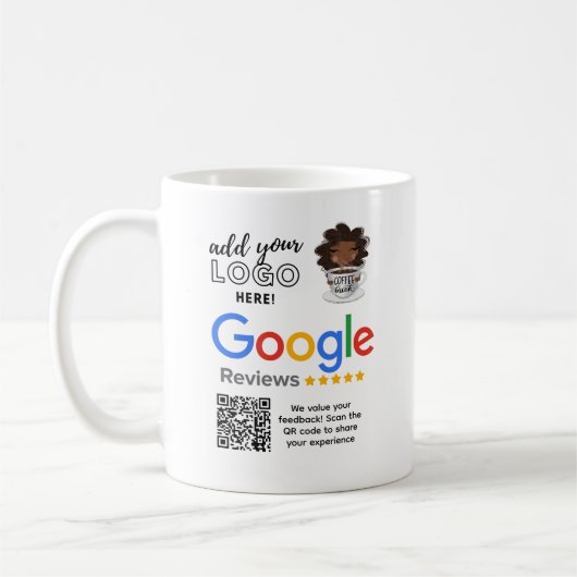 バーカフェレストランコーヒーショップのGOOGLEレビュー コーヒーマグカップ (左)