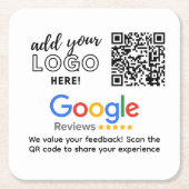 バーカフェレストランコーヒーショップのGOOGLEレビュー スクエアペーパーコースター (正面)