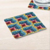 バーカラフルジェロ刺繍ボホシック模様 ペーパーコースター (アングル)