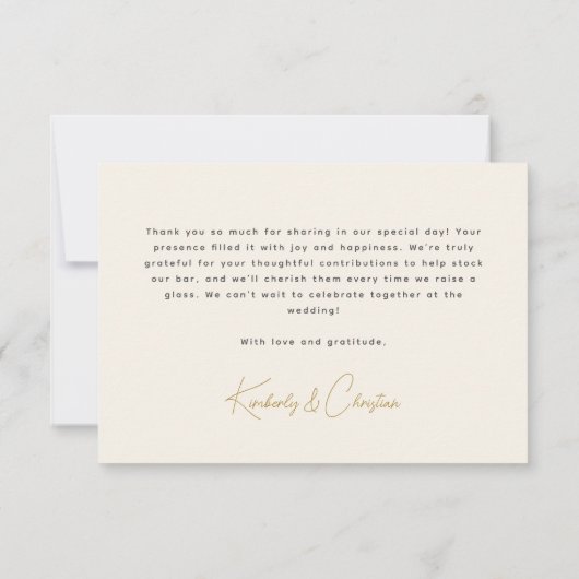 バーカートのカップルのシャワーをストック サンキューカード (裏面)
