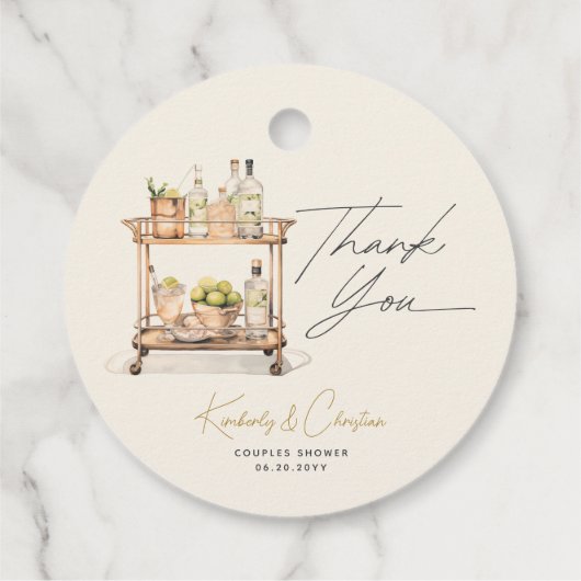 バーカートのカップルのシャワーをストック フェイバータグ (裏面)