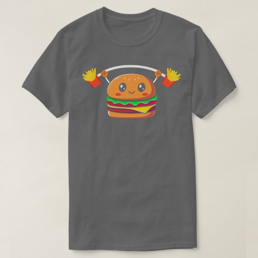 バーガおもしろいーリフティングフライ Tシャツ (デザイン正面)