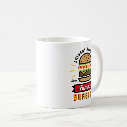 バーガおもしろいー名前をカスタムするマグ コーヒーマグカップ (正面右)