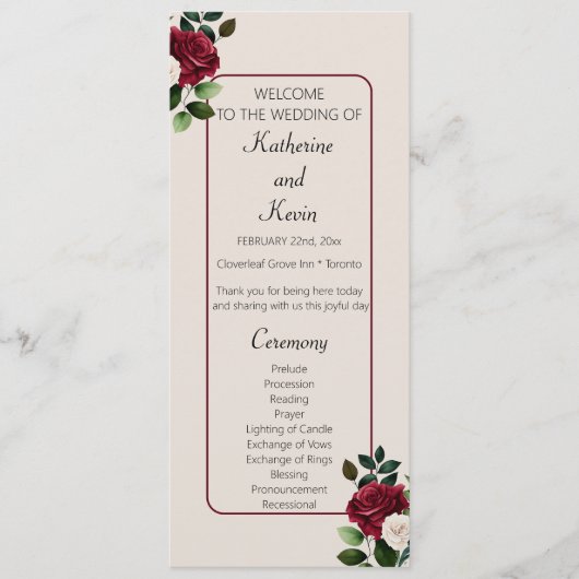 バーガエレガントディアイボリークリームフローラ結婚ズ プログラム (正面)