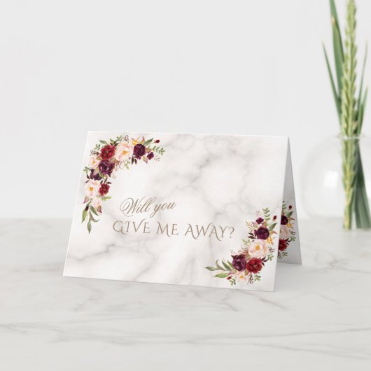 バーガエレガントンディピンク赤面フラ結婚ワーズズ 招待状 (正面)