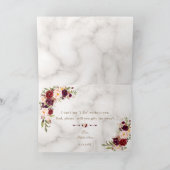 バーガエレガントンディピンク赤面フラ結婚ワーズズ 招待状 (内部)