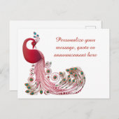 バーガエレガントンディ・ピーコック&フェパーソナライズされたザーズ 案内ポストカード (正面/裏面)