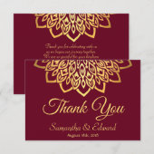 バーガエレガントンディ·金ゴールド·フ結婚ラットズ サンキューカード (正面/裏面)