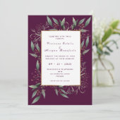 バーガエレガントンドグリーンリーフ金ゴールド結婚ズ 招待状 (スタンド正面)