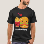 バーガクールーとフライドポテトに文字 Tシャツ (正面)