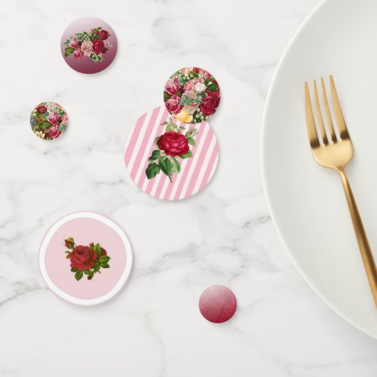 バーガンかわいらしディとピンクのフローラバラ紙吹雪 コンフェッティ (グループ)