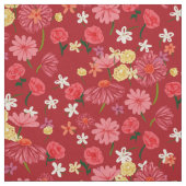 バーガンかわいらしディ赤に小柄な花柄 ファブリック (見本)