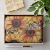 バーガンはっきりしたディ&サンフラワーズフローラデコページ 薄葉紙 (ギフト)