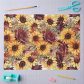 バーガンはっきりしたディ&サンフラワーズフローラデコページ 薄葉紙 (クラフト)