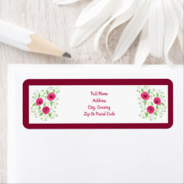 バーガンアートディ付きピンクのバラ ラベル