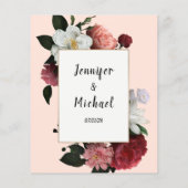 バーガンエレガントディとピンクの花のアドバイスカード (裏面)