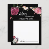 バーガンエレガントディとピンクの花のアドバイスカード (正面/裏面)