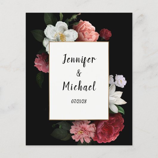 バーガンエレガントディとピンクの花のアドバイスカード (裏面)