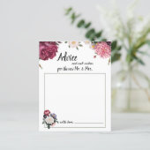 バーガンエレガントディとピンクの花のアドバイスカード (スタンド正面)