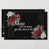 バーガンエレガントディとピンクの花のアドバイスカード (正面/裏面)