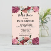 バーガンエレガントディとピンクの花のブライダルシャワー (スタンド正面)